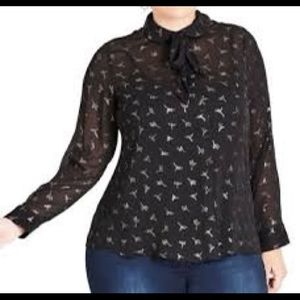 City Chic Tie Neck Blouse